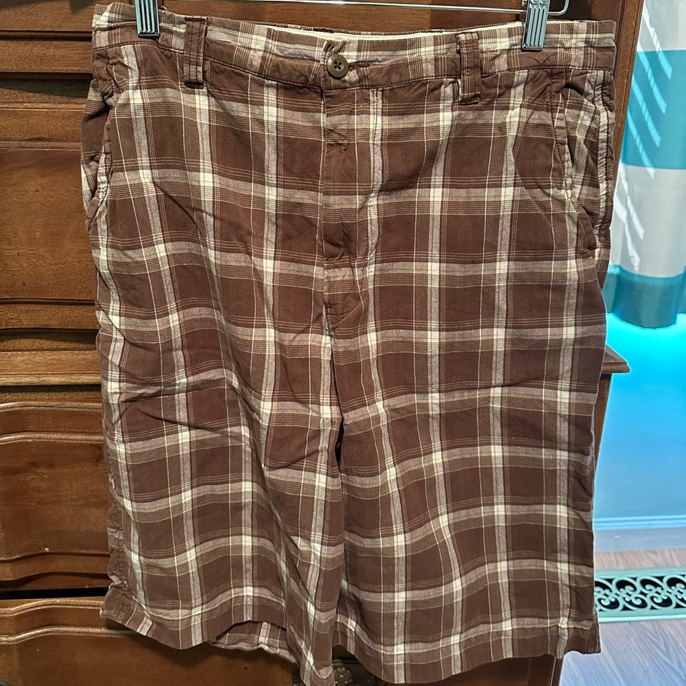 Brown Plaid Shorts